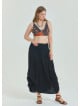 Black Plus Size Skirt with Elastic Waist and Drape Detail 4600